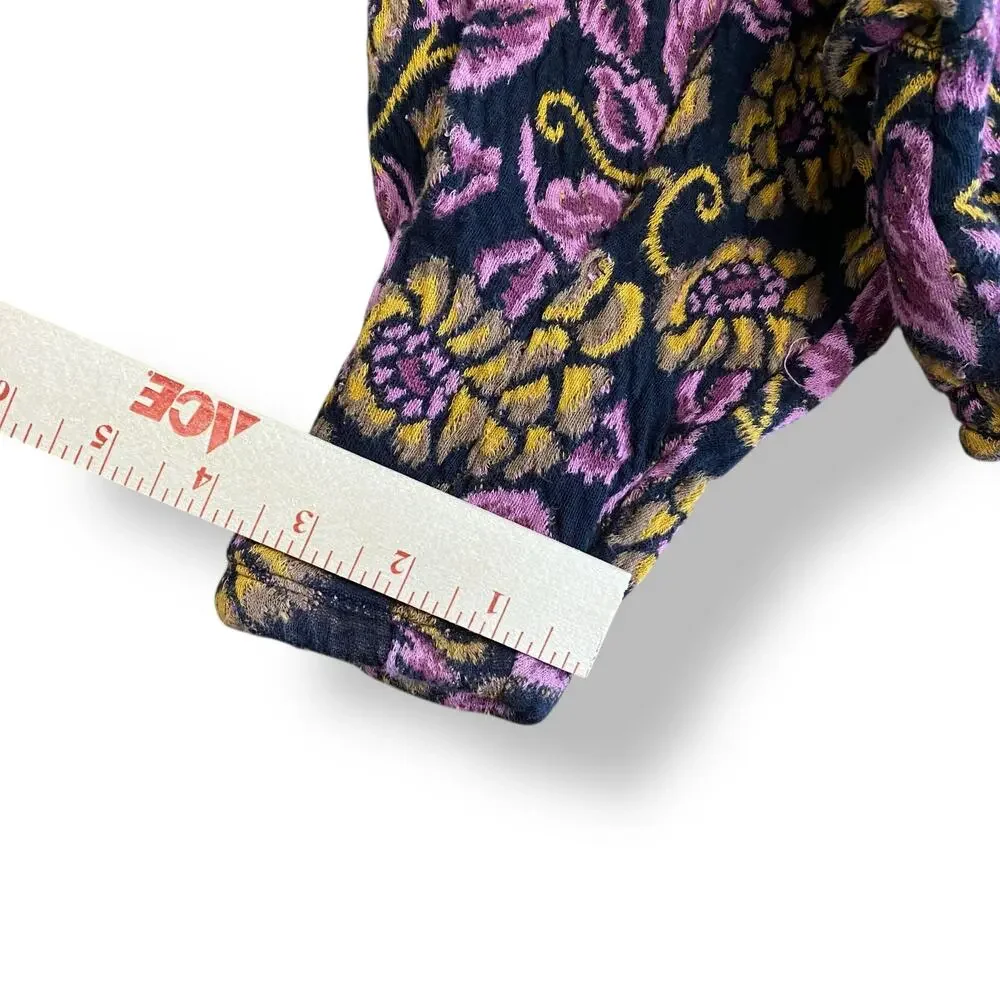 Free People No Ordinary Black Floral Reversible‎ Top Womens Size S Purple Black